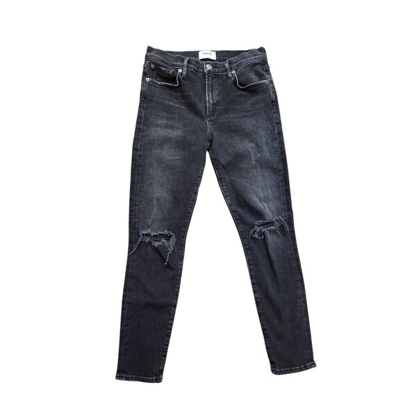 AGOLDE Denim - AGOLDE Sophie Mid Rise Ankle Skinny Jeans Womens Black 27x26.5